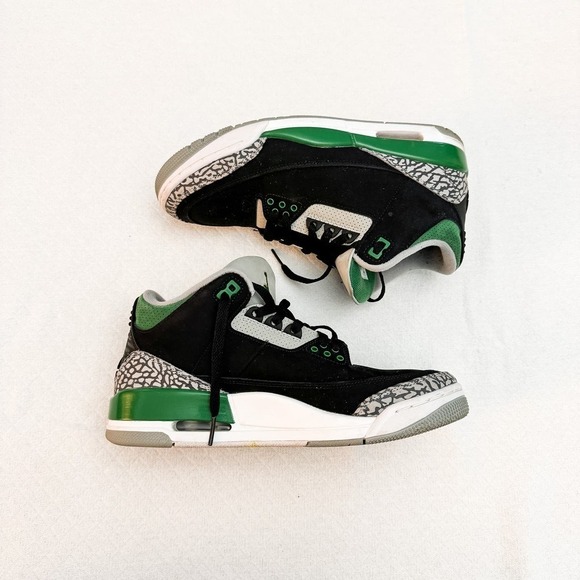 Air Jordan 3 Retro BLACK/PINE GREEN 2021 US Mens Sneakers Size 8 - Picture 2 of 8